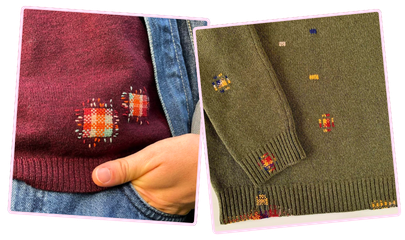 Reprises visibles de pull en maille
