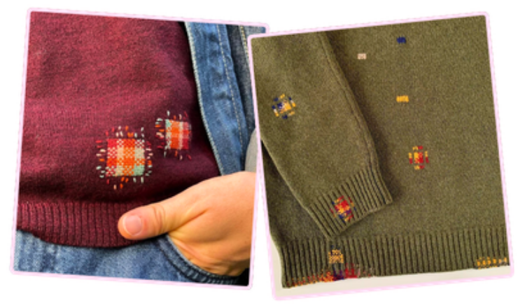 Reprises visibles de pull en maille