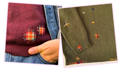 Reprises visibles de pull en maille